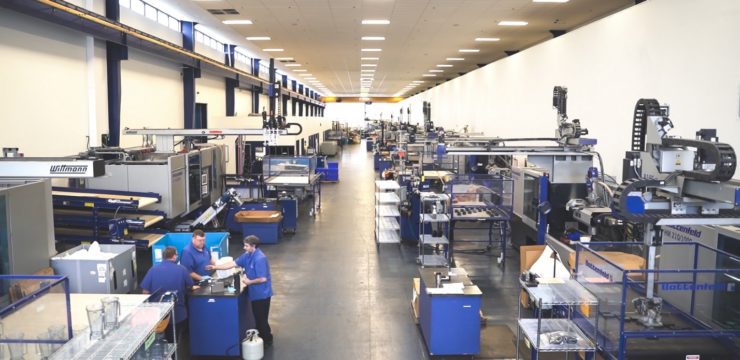 A factory with many machines in it.