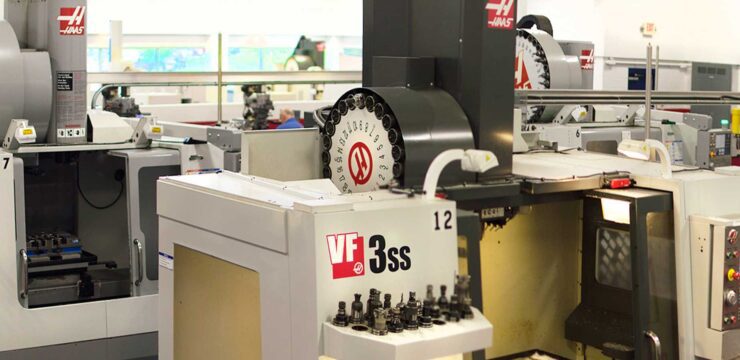 Cnc milling machines in a factory.