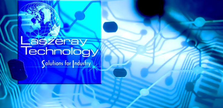 A blue background with the words laserray technology.