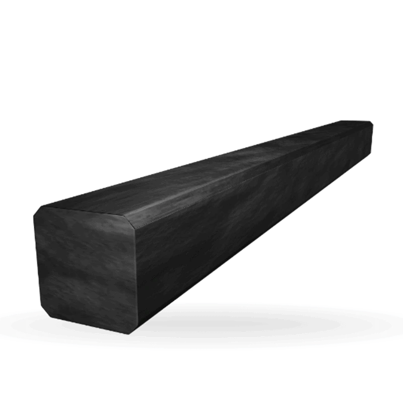 A black piece of wood on a white background.